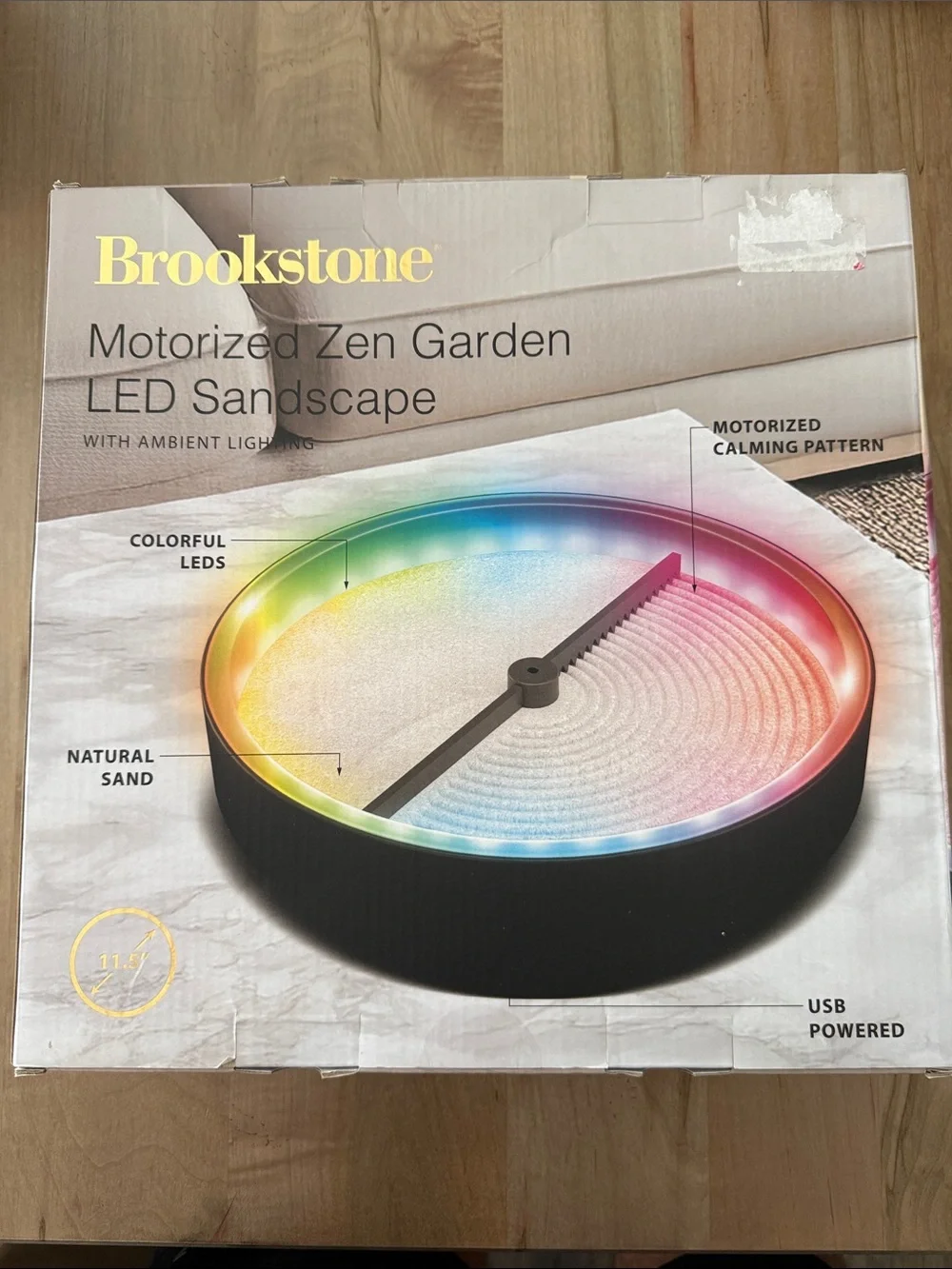 Brookstone Motorized Zen Garden Sandscape - Black Frame with Warm White LED